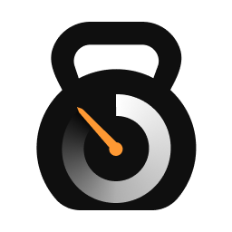 WoHiT logo, showing a kettlebell with a faded workout timer in the center